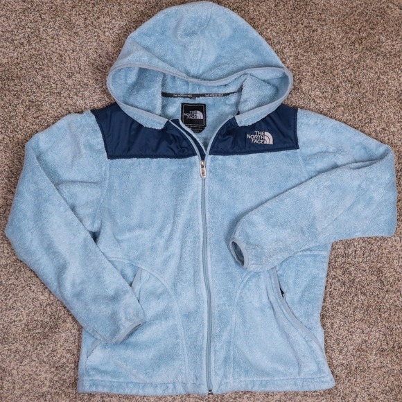 The North Face Osito Fleece Hoodie Womens Medium Blue Full Zip Jacket Coat - Picture 5 of 12